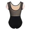 AFAVOM Ballet Leotards for Women Ballet Dance Leotard Adult Ballerina Classic Gymnastics Competition Leotard Floral Embroidery U Back Basic Leotard Short Sleeve Dancewear Bodysuit Black 2XL view 3