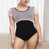 AFAVOM Ballet Leotards for Women Ballet Dance Leotard Adult Ballerina Classic Gymnastics Competition Leotard Floral Embroidery U Back Basic Leotard Short Sleeve Dancewear Bodysuit Black 2XL view 4