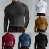 2024 Turtleneck Compression Shirt high Neck t Shirts for Men Turtleneck Sweater High Collar Long Sleeve Bottoming Shirt (Dark Green,3XL) view 2