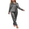 Drtope Womens satin pajamas long sleeve pjs set 2 piece pajama set comfy pajama set Dark Grey view 1