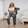 Drtope Womens satin pajamas long sleeve pjs set 2 piece pajama set comfy pajama set Dark Grey view 3