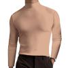 2024 Turtleneck Compression Shirt high Neck t Shirts for Men Turtleneck Sweater High Collar Long Sleeve Bottoming Shirt (Light Khaki,S) view 1