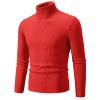 Muscularfit Casual Work Sweaters for Men Long Sleeve Slim Fit Knitted Pullover Thermal Warm Turtleneck Winter Loose Pullover Men Cardigan 2024 Red L view 1