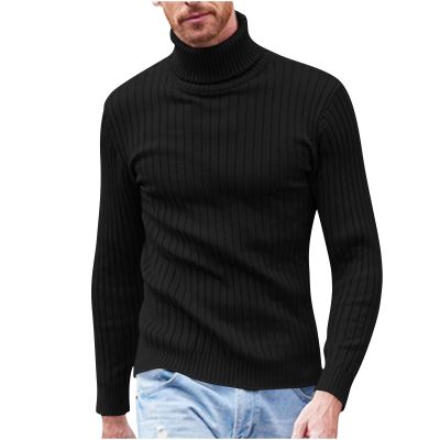 Muscularfit Men's Sweaters Big and Tall Long Sleeve Fashion Knitted Sweater Slim Fit Knitted Pullover Causal Thermal Knitwear Men Knitted Sweater Black XL