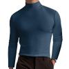 2024 Turtleneck Compression Shirt high Neck t Shirts for Men Turtleneck Sweater High Collar Long Sleeve Bottoming Shirt (Navy,2XL)