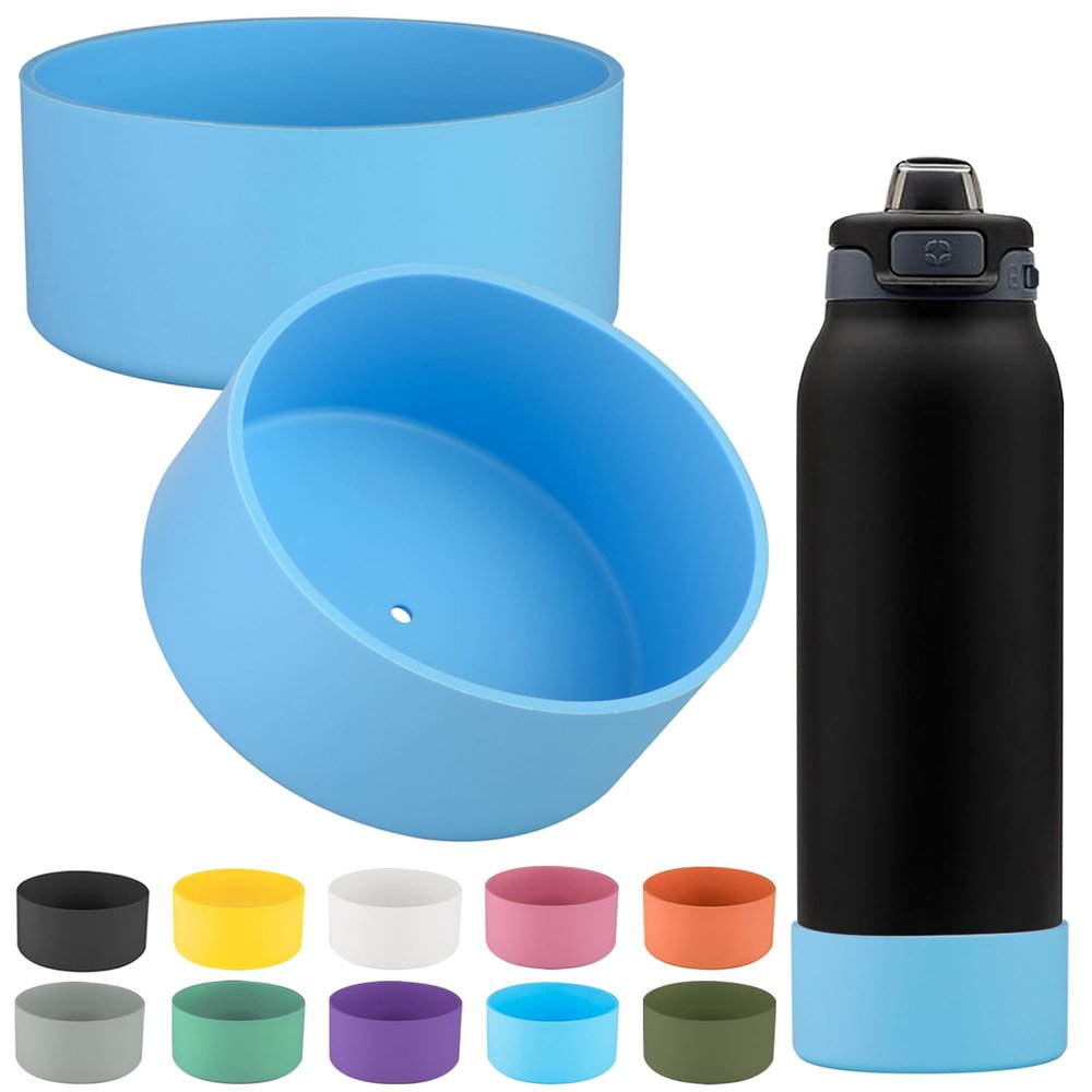 2 PCS Silicone Bottom for Ello Pop 32 OZ Water Bottle, Water Boot for Ello Pop,Avoid Scratches and Noise (Sky Blue, 320z)