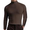 2024 Turtleneck Compression Shirt high Neck t Shirts for Men Turtleneck Sweater High Collar Long Sleeve Bottoming Shirt (Dark Brown,M)