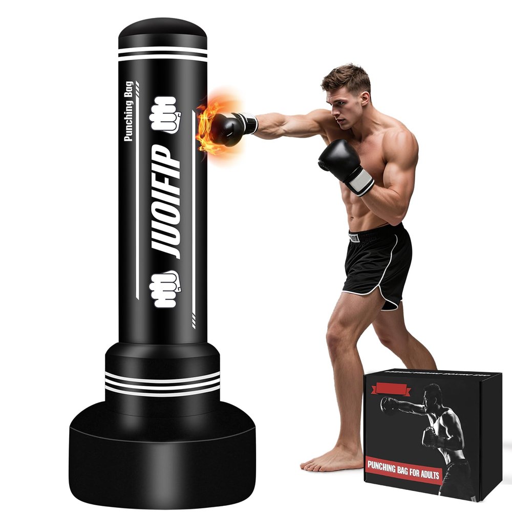 Freestanding Punching Bag with Stand, Men Standing Kickboxing Bag, Heavy Boxing for Adult Teens, Suitable for MMA Dummy Karate Home Gym Training Equipment Excludes Gloves and Pumps