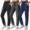 Auranso Girls Joggers 3 Pack Quick Dry Casual Sweatpants Kids Athletic Lounge Joggers Boys Active Running Pants with Pockets 7-8 Years Black Dark-Grey Navy view 1