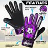 Arsh Sports Soccer Goalie Gloves for Kids,Goalkeeper Gloves for Youth Boys Girls 4MM Latex Palm,Anti Slip,Super Gip Double Wrist Protection (Black-Purple, Size 6 Suitable for 13 to 15 Years Old) view 2