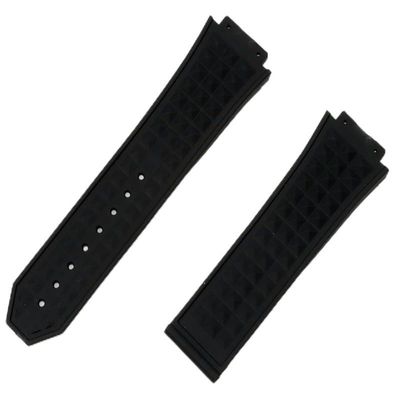 ZUC 26 * 19mm black diamond Silicone Rubber Watchband Wrist Bracelet steel butterfly Buckle For Hublot strap for Big Bang watch band(Without buckle)