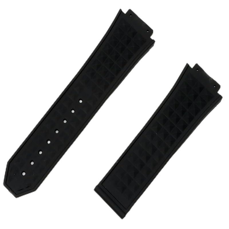 ZUC 26 * 19mm black diamond Silicone Rubber Watchband Wrist Bracelet steel butterfly Buckle For Hublot strap for Big Bang watch band(Without buckle)