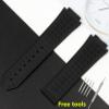 ZUC 26 * 19mm black diamond Silicone Rubber Watchband Wrist Bracelet steel butterfly Buckle For Hublot strap for Big Bang watch band(Without buckle) view 2