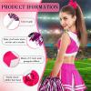 Hanaive 3 Pcs Cheerleading Pom Poms and Large Cheerleader Hair Bow Metallic Foil Cheerleader Pompoms Cheer Supplies for Dance Squad Rooters Sport Team Accessories(Rose Red Silver) view 3