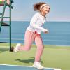 Auranso Girls Joggers 3 Pack Quick Dry Casual Sweatpants Kids Athletic Lounge Joggers Boys Active Running Pants with Pockets 13-14 Years Black Grey Orange-Pink view 3