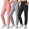 Auranso Girls Joggers 3 Pack Quick Dry Casual Sweatpants Kids Athletic Lounge Joggers Boys Active Running Pants with Pockets 11-12 Years Black Grey Orange-Pink view 1