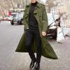 FONMA Trench Coat Men Winter Slim Coat Trench Lapel Long Jacket Double Breasted Overcoat Soft Elegant windbreaker Greens Medium view 2