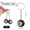 2 PCS 8 Ball Keychain Billiards Ball Keyring Creative Number 8 Automobile Keychains Key Chains for Key Accessories, Billiards Lover, Sports Souvenirs Practical Accessories Gift, 1in view 2