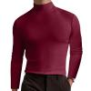2024 Turtleneck Compression Shirt high Neck t Shirts for Men Turtleneck Sweater High Collar Long Sleeve Bottoming Shirt (Wine red,XL) view 1