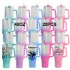 AGH 40OZ Sublimation Tumbler With Handle,Stainless Steel Gradient Glitter Water Tumbler With Straw And Lid,Double Wall Vacuum Insulated Travel Mug Cups Keep Hot/Cold,Mixed Colors,20Pack view 1