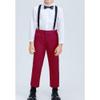 ROZU Toddler Boy Dress Pants Flat Front Boys Red Uniform Pants Adjustable Straight Belt Loops Suit Pants for Boys Light Deep Wine Red Boy Pants Size 5 view 4