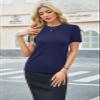 Arach&Cloz Womens Summer Tops Short Sleeve Pullover Sweaters Crew Neck Business Casual Tops Trendy 2026 Navy Blue view 2
