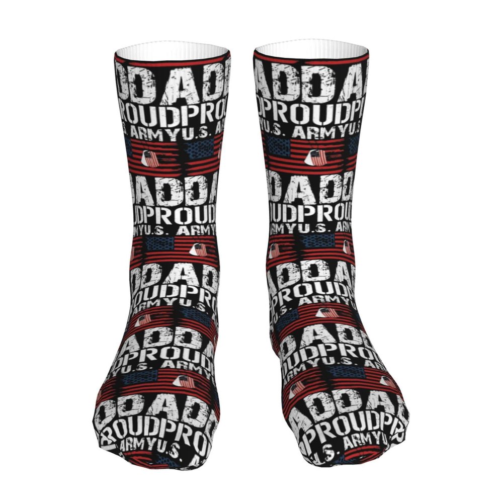 CHENYIXUO Proud U S Army Dad Usa Flag Air Cushioned Running Socks Breathable Round Neck Socks