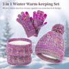Kids Winter Hat Scarf Gloves Combo, Beanie, Neck Warmer, Thermal Gloves Set For Ages 5 To 12, Warm Winter Protection view 2