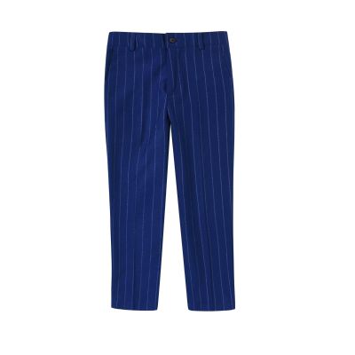 ROZU Boys Dress Pants Flat Front Teen Boys Pants Formal Slim Fit School Uniform Pants for Boys Straight Slacks Trousers Boys Suit Pants Blue Stripe Pants for Boys Size 20