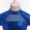 AFAVOM Toddler Girls Sequin Ballet Leotard Short Sleeve Sparkly Mesh Leotard Tutu Skirted Feather Mock Neck Ballerina Outfit Mesh Ruffle Leotard Dress for Dance Gymnastics Dress Royal Blue 5-6 Years view 4