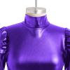 AFAVOM Womens Shiny Metallic Dance Leotard Long Sleeve Gymnastics Jumpsuit Sparkly Trapeze Artist Circus Costume Acrobat Carnival Dance Dress Up Holographic Rave Festival Ballet Leotards Purple XS view 3