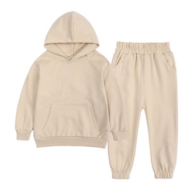 Girls Boys Tracksuit Sweatsuits Sets Athletic Hooded Sweatshirt and Jogger Sweatpants Clothing Sets (Khaki, 10-11 Years)