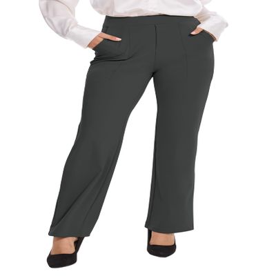 VIMPEP Straight Leg Yoga Dress Pants for Women Pull On High Waisted Work Pants Woman Business Casual Office Slacks with Pockets Petite Regular 106 29 Dark Grey S