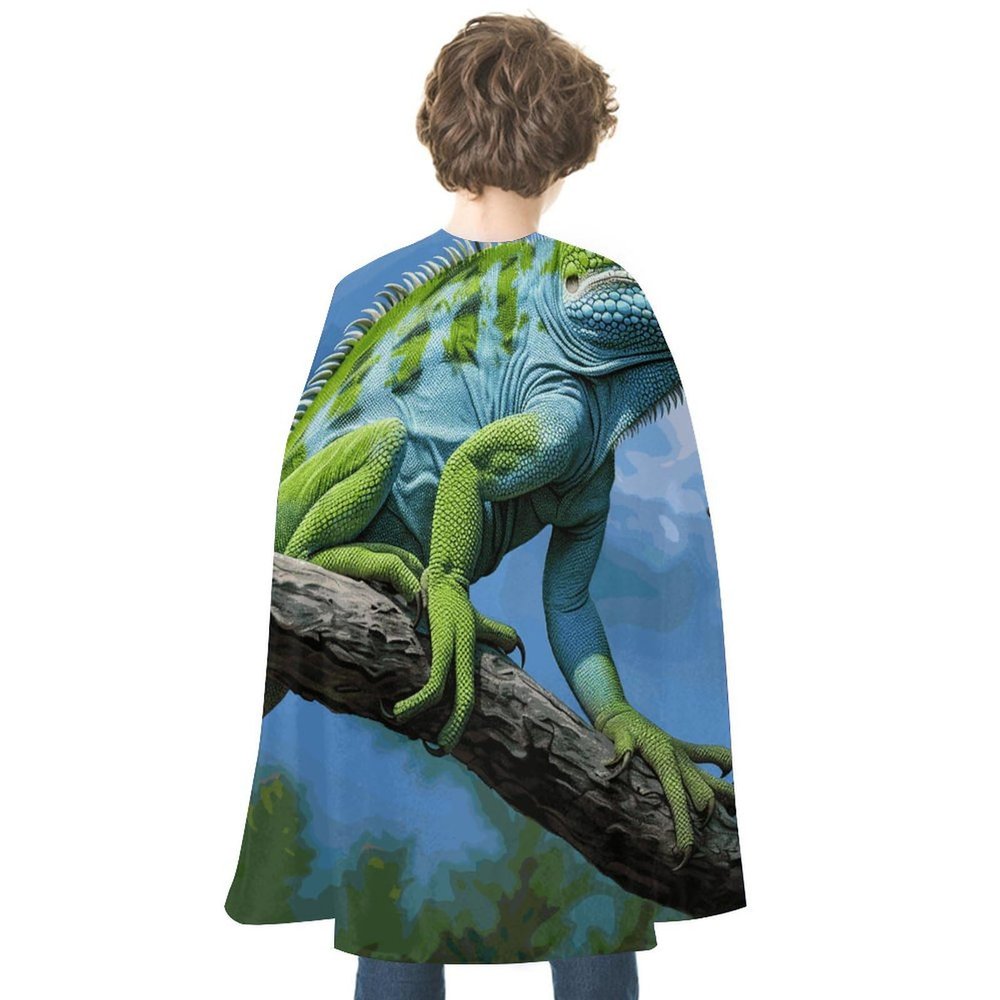 BVNMT Green Lizard Printed Cape Unisex Adult Costume - One Size Fits Most (1 Count) - Ideal for Cosplay, Parties, And More