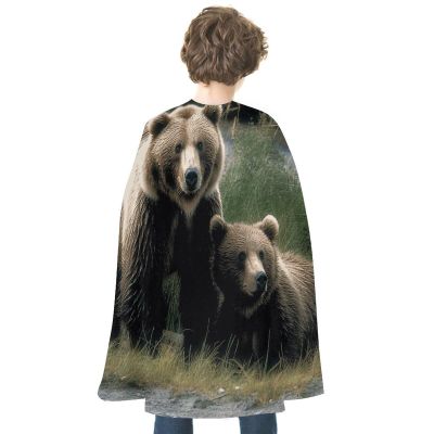 A Mother And A Cub Bears Printed Cape Unisex Adult Costume - One Size Fits Most (1 Count) - Ideal for Cosplay, Parties, And More