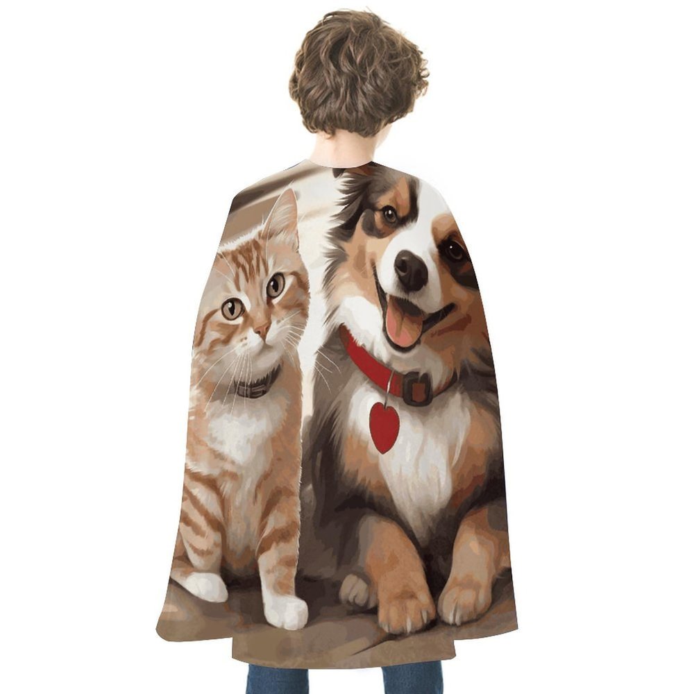 BVNMT Funny Cat Dog Printed Cape Unisex Adult Costume - One Size Fits Most (1 Count) - Ideal for Cosplay, Parties, And More