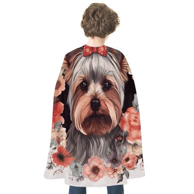 BVNMT Yorkie Floral Printed Cape Unisex Adult Costume - One Size Fits Most (1 Count) - Ideal for Cosplay, Parties, And More