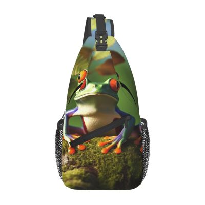 Dwrepo Sling Bag for Women Men Crossbody Bag Peace Frog Tree Chest Bag Hiking Daypack Fanny Pack Sling Backpack