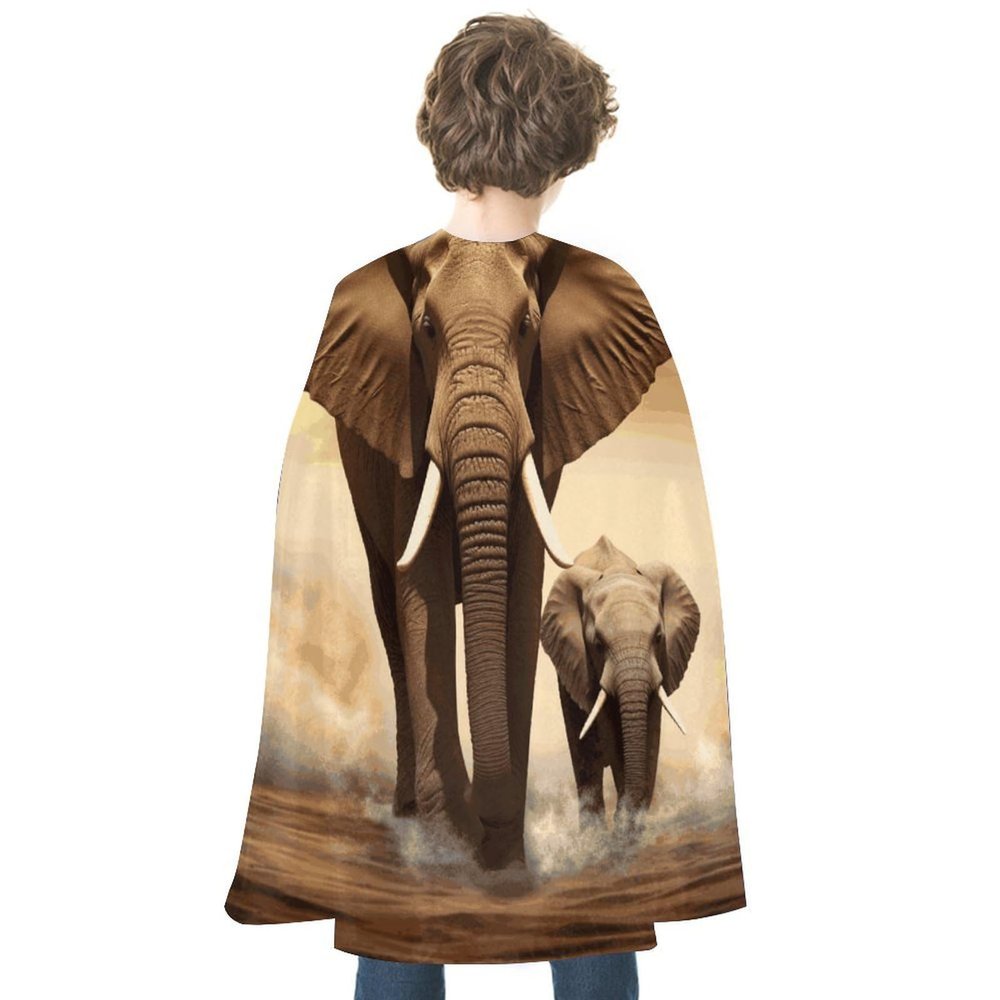 BVNMT Elephant And Baby Elephant Printed Cape Unisex Adult Costume - One Size Fits Most (1 Count) - Ideal for Cosplay, Parties, And More