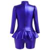 AFAVOM Women Shiny Metallic Dance Leotard Long Sleeve Gymnastics Jumpsuit Sparkly Trapeze Artist Circus Costume Acrobat Carnival Dance Dress Up Holographic Festival Ballet Leotards Royal Blue XS view 2