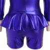 AFAVOM Women Shiny Metallic Dance Leotard Long Sleeve Gymnastics Jumpsuit Sparkly Trapeze Artist Circus Costume Acrobat Carnival Dance Dress Up Holographic Festival Ballet Leotards Royal Blue XS view 4