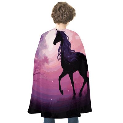 BVNMT Fantasy Purple Horse Printed Cape Unisex Adult Costume - One Size Fits Most (1 Count) - Ideal for Cosplay, Parties, And More
