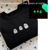 Halloween Embroidered Sweatshirt,Fall Crew Neck,Ghost Sweatshirt Glow in the Dark,Ghost Pullover White view 2