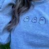 Halloween Embroidered Sweatshirt,Fall Crew Neck,Ghost Sweatshirt Glow in the Dark,Ghost Pullover White view 4