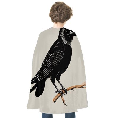 BVNMT Vintage Aesthetic Raven Illustration Printed Cape Unisex Adult Costume - One Size Fits Most (1 Count) - Ideal for Cosplay, Parties, And More