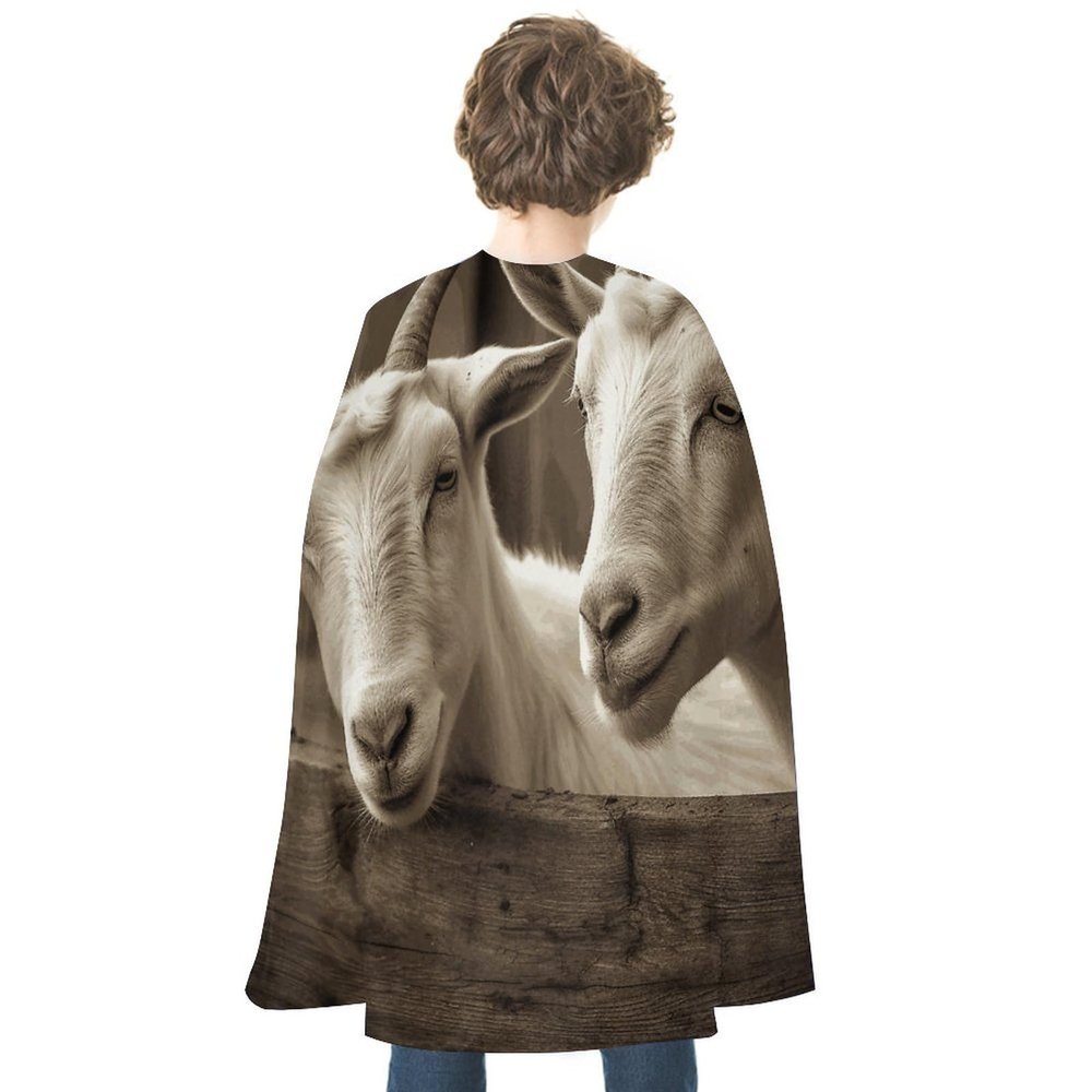 BVNMT White Goat Printed Cape Unisex Adult Costume - One Size Fits Most (1 Count) - Ideal for Cosplay, Parties, And More