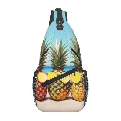 Dwrepo Sling Bag for Women Men Crossbody Bag Yellow Geometric Pineapple Chest Bag Hiking Daypack Fanny Pack Sling Backpack