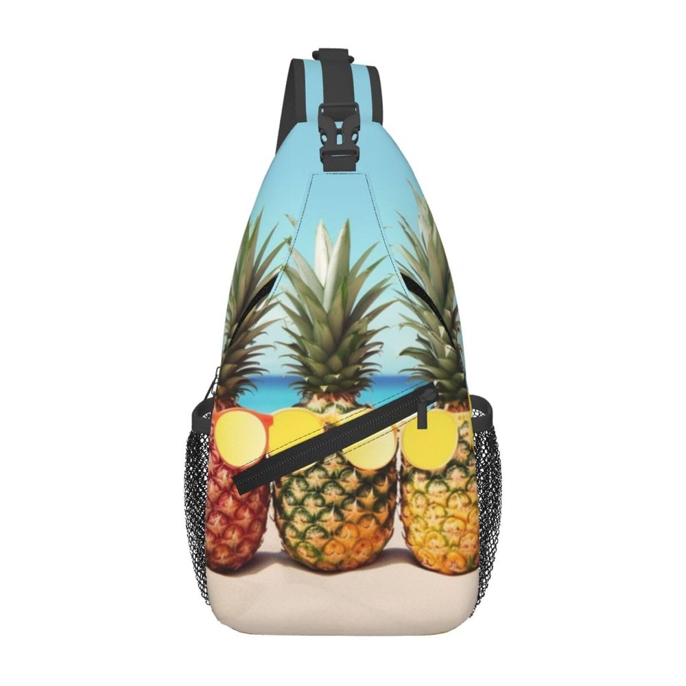 Dwrepo Sling Bag for Women Men Crossbody Bag Yellow Geometric Pineapple Chest Bag Hiking Daypack Fanny Pack Sling Backpack