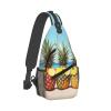 Dwrepo Sling Bag for Women Men Crossbody Bag Yellow Geometric Pineapple Chest Bag Hiking Daypack Fanny Pack Sling Backpack view 2