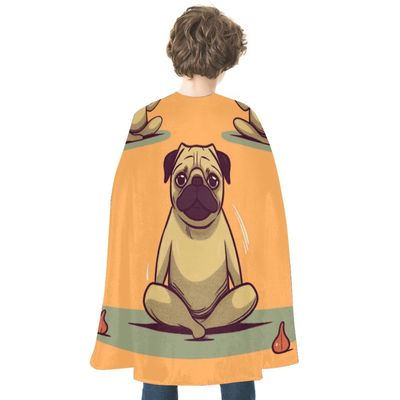 BVNMT Yoga Pug Printed Cape Unisex Adult Costume - One Size Fits Most (1 Count) - Ideal for Cosplay, Parties, And More